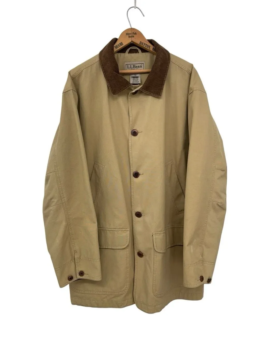 Vintage LL Bean Chore Barn Coat Corduroy Collar Flannel Lined Men’s Size Large